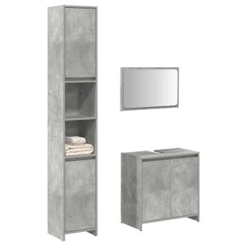 ARDEBO.de - 3-tlg. Badmöbel-Set Betongrau Holzwerkstoff
