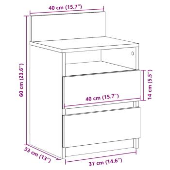 Nachttische 2 Stk. mit 2 Schubladen Braun Eichen-Optik