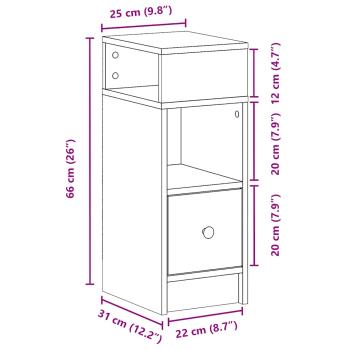 ARDEBO.de - Nachttische 2 Stk. mit Schublade Betongrau 25x31x66 cm