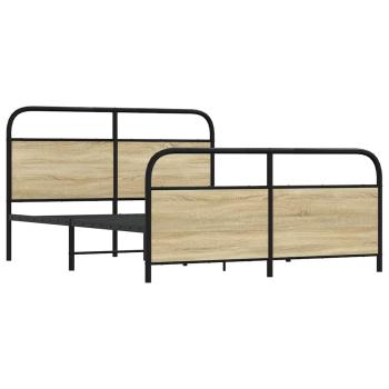Metallbett ohne Matratze Sonoma-Eiche 150x200 cm
