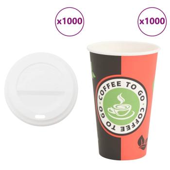ARDEBO.de - Pappbecher mit Deckeln 1000 Stk. 16oz 400ml