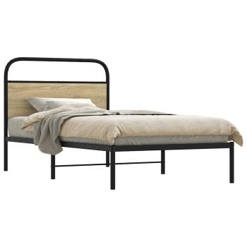 ARDEBO.de - Bettgestell ohne Matratze 90x200 cm Sonoma-Eiche Holzwerkstoff
