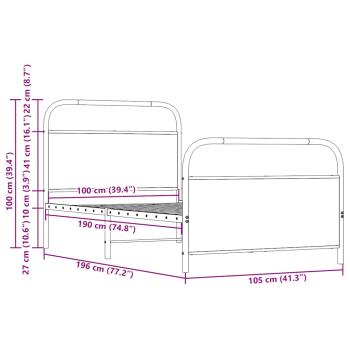 Bettgestell ohne Matratze 100x190 cm Sonoma-Eiche Holzwerkstoff