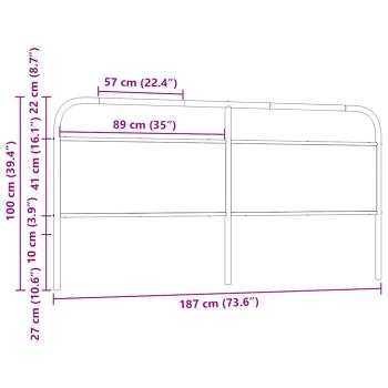 Kopfteil Räuchereiche 180 cm Stahl und Holzwerkstoff