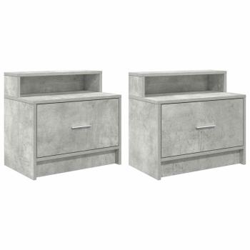 ARDEBO.de - Nachttische mit Schublade 2 Stk. Betongrau 51x31x47 cm