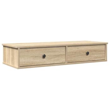 ARDEBO.de - Wandregal mit Schubladen Sonoma-Eiche 100x37,5x19 cm