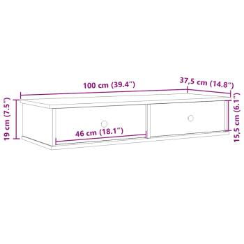 Wandregal mit Schubladen Sonoma-Eiche 100x37,5x19 cm