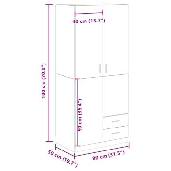 Kleiderschrank Artisan-Eiche 80x52x180 cm Holzwerkstoff