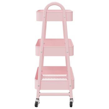 Aufbewahrungswagen 3 Etagen Rosa 42x41,5x77 cm Stahl