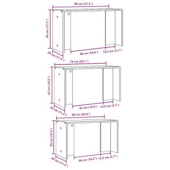 Satztische 3 Stk. Weiß Holzwerkstoff