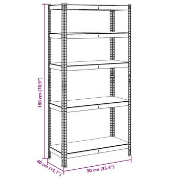 Lagerregal mit 5 Böden Silbern Stahl & Holzwerkstoff