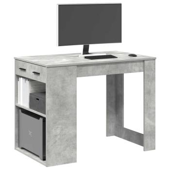 ARDEBO.de - Schreibtisch mit Schubladen und Ablage Betongrau 102x62x77,5 cm