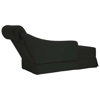 Chaiselongue mit Nackenrolle und Rechter Armlehne Schwarz Samt