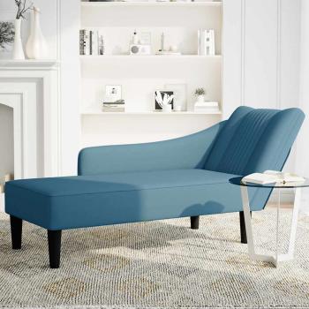 Chaiselongue mit Rechter Armlehne Blau Samt