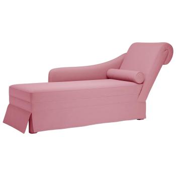 ARDEBO.de - Chaiselongue mit Nackenrolle und Rechter Armlehne Rosa Samt