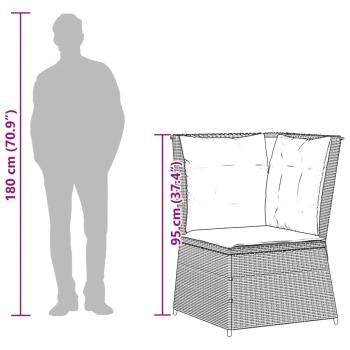 4-tlg. Garten-Lounge-Set mit Kissen Grau Poly Rattan
