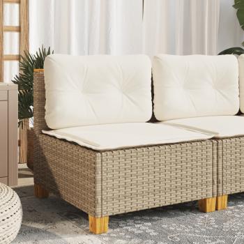 ARDEBO.de - Gartensofa ohne Armlehnen mit Kissen Beige Poly Rattan