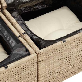 11-tlg. Garten-Sofagarnitur mit Kissen Beige Poly Rattan Akazie