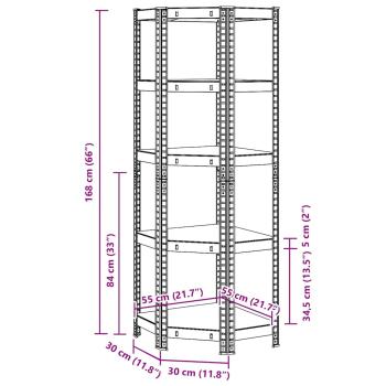 Eckregal mit 5 Böden Blau Stahl & Holzwerkstoff