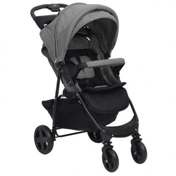 ARDEBO.de - 2-in-1 Kinderwagen Hellgrau Stahl