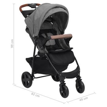 2-in-1 Kinderwagen Hellgrau Stahl