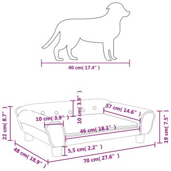 Hundebett Blau 70x48x22 cm Samt