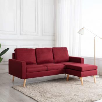 ARDEBO.de - 3-Sitzer-Sofa mit Hocker Weinrot Stoff