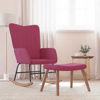 ARDEBO.de - Schaukelstuhl mit Hocker Samt Weinrot