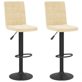 Barhocker 2 Stk. Creme Samt