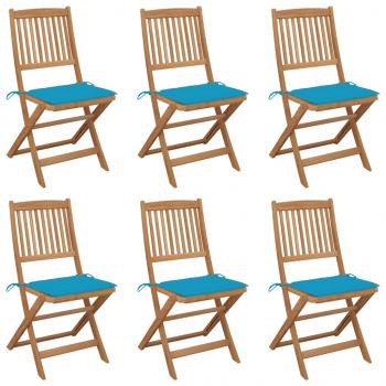 ARDEBO.de - Klappbare Gartenstühle 6 Stk. mit Kissen Massivholz Akazie