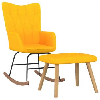Schaukelsessel mit Hocker Senfgelb Stoff