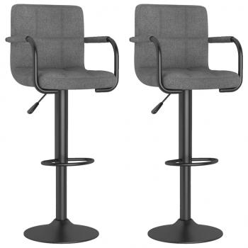Barhocker 2 Stk. Hellgrau Stoff