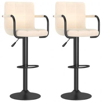Barhocker 2 Stk. Creme Stoff