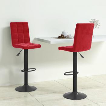 ARDEBO.de - Barhocker 2 Stk. Weinrot Samt