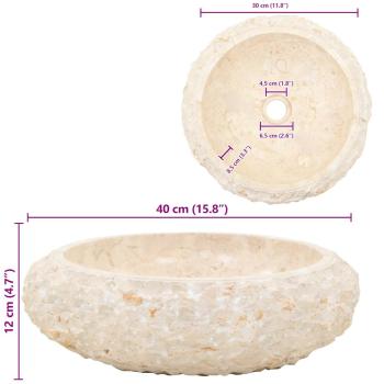 Waschbecken 40x12 cm Marmor Creme