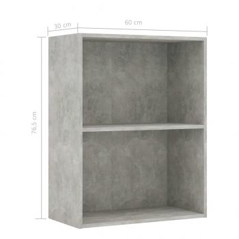 Bücherregal 2 Fächer Betongrau 60x30x76,5 cm Holzwerkstoff