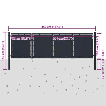 Gartentor Stahl 350 x 100 cm Anthrazit