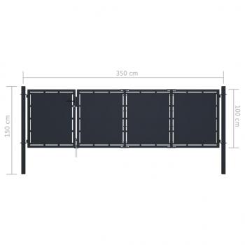 Gartentor Stahl 350 x 100 cm Anthrazit