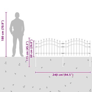 Gartenzaun mit Speerspitzen Schwarz 115 cm Stahl
