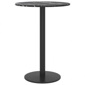 Tischplatte Schwarz Ø30x0,8 cm Hartglas in Marmoroptik