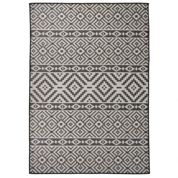 ARDEBO.de - Outdoor-Teppich Flachgewebe 140x200 cm Schwarz Gestreift