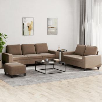 ARDEBO.de - 3-tlg. Sofagarnitur Braun Stoff