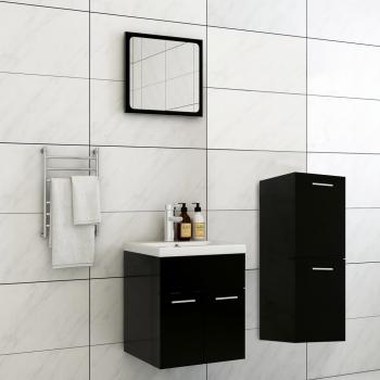 ARDEBO.de - Badmöbel-Set Schwarz Holzwerkstoff