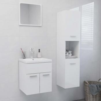 ARDEBO.de - Badmöbel-Set Hochglanz-Weiß Holzwerkstoff