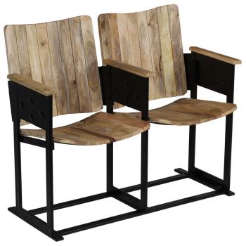 2-Sitzer-Bank Massivholz Mango und Stahl