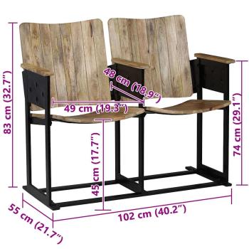 2-Sitzer-Bank Massivholz Mango und Stahl