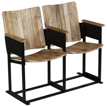 2-Sitzer-Bank Massivholz Mango und Stahl