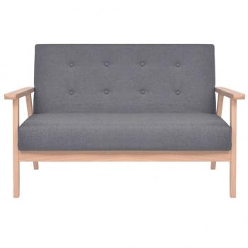 Sofa-Set 2-tlg. Stoff Dunkelgrau
