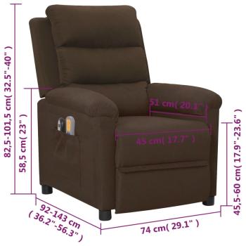 Massagesessel Elektrisch Dunkelbraun Stoff