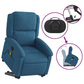 Massagesessel mit Aufstehhilfe Blau Samt